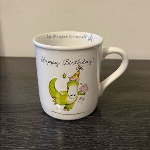 Vintage Happy Birthday “Let The Good Times Roll” Roller Skating Dinosaur Mug